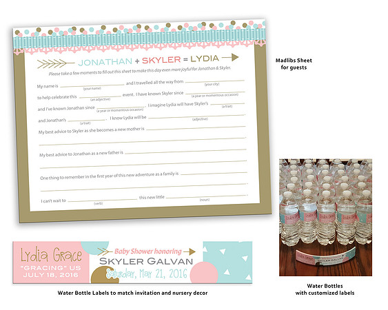skyler baby shower madlibs:bottle labels